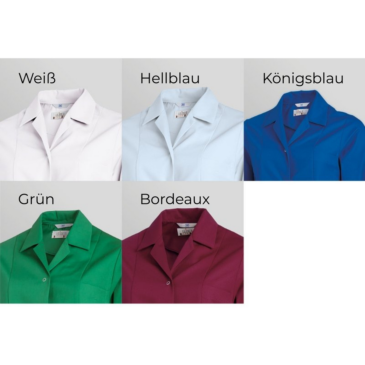 LEIBER Damen Arbeitsmantel mit Reverskragen und Druckknopfverschluss in versch. Farben