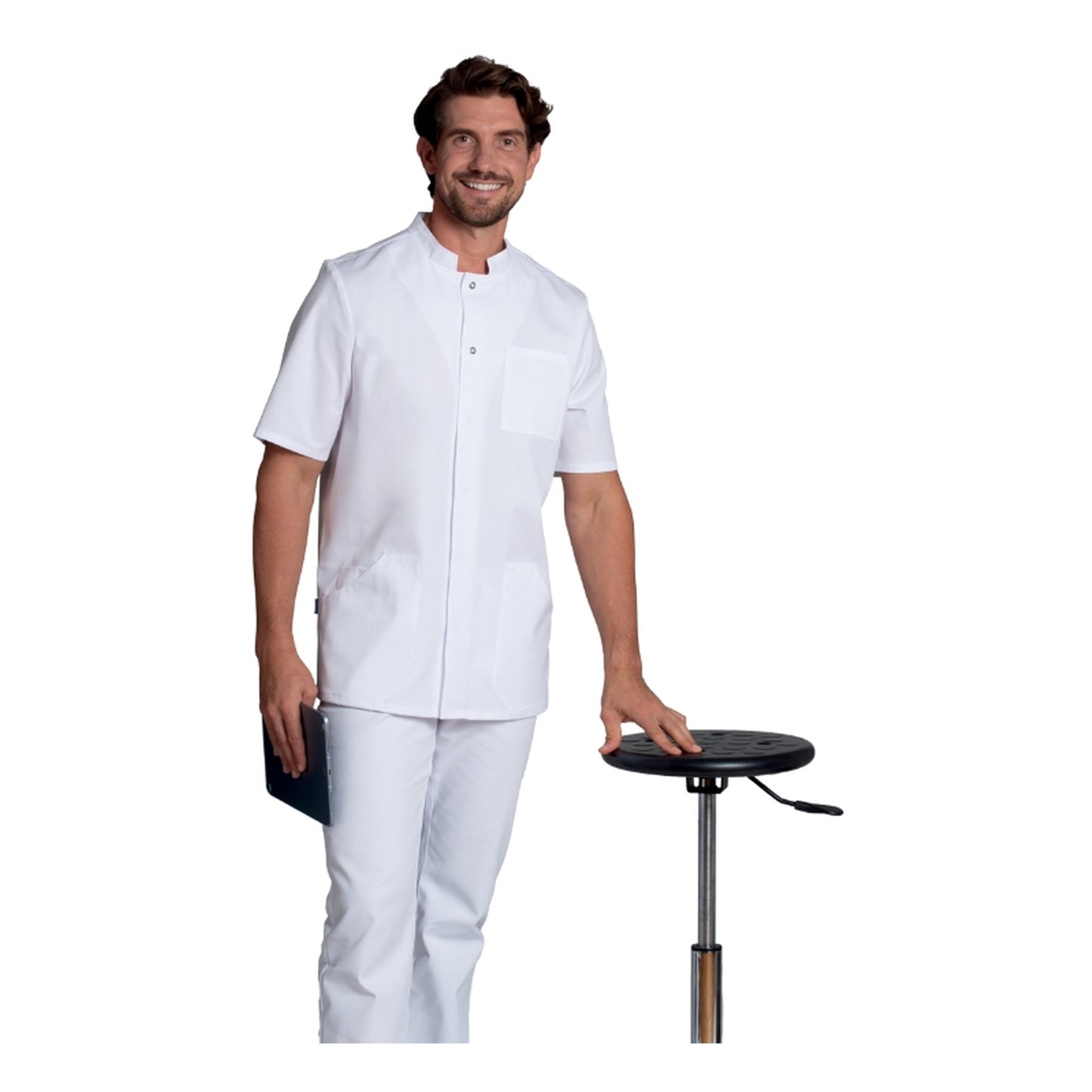 LEIBER Herren Kasack mit Stehkragen & Druckknopfleiste