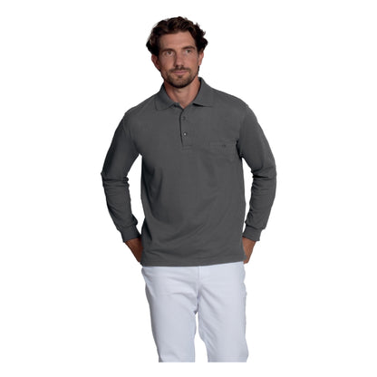 LEIBER Unisex Langarm-Polo mit Brusttasche