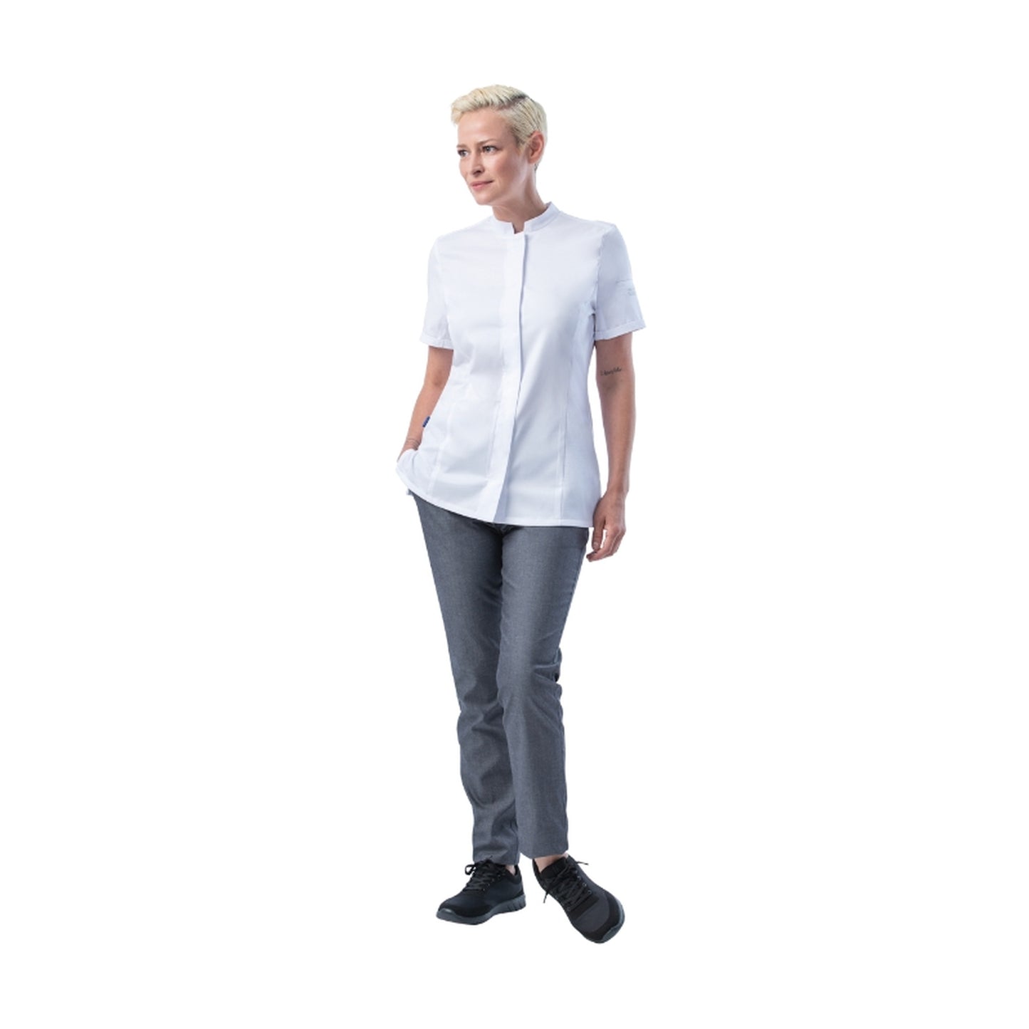 LEIBER Damen Kochhemd Kurzarm mit TENCEL™ und Stretch-Einsätzen