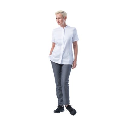 LEIBER Damen Kochhemd Kurzarm mit TENCEL™ und Stretch-Einsätzen