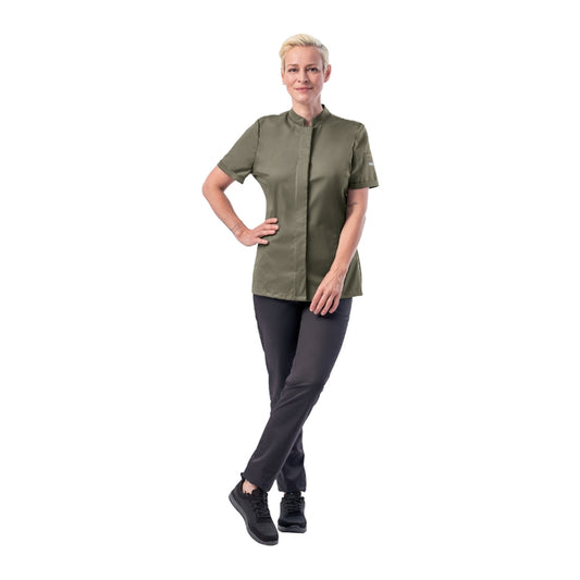 LEIBER Damen Kochhemd Kurzarm mit TENCEL™ – elastisch & formstabil