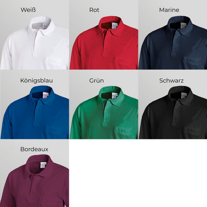 LEIBER Unisex Langarm-Polo mit Brusttasche